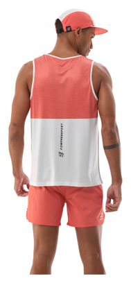 Camiseta sin mangas Compressport Performance naranja/blanca para hombre