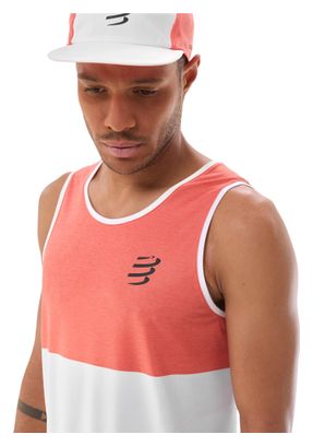 Camiseta sin mangas Compressport Performance naranja/blanca para hombre