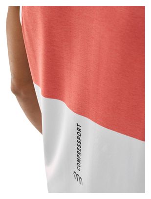 Camiseta sin mangas Compressport Performance naranja/blanca para hombre