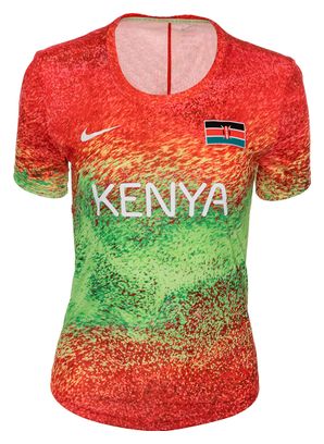 Maillot manches courtes Nike One Kenya 2024 Vert/Rouge Femme