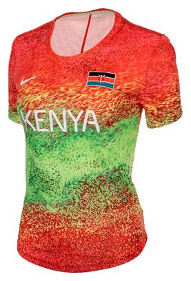 Maillot manches courtes Nike One Kenya 2024 Vert/Rouge Femme