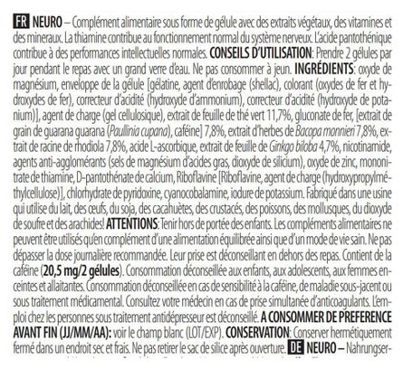 Neuro (60 Caps) - Biotech Usa -  Mémoire Et Concentration