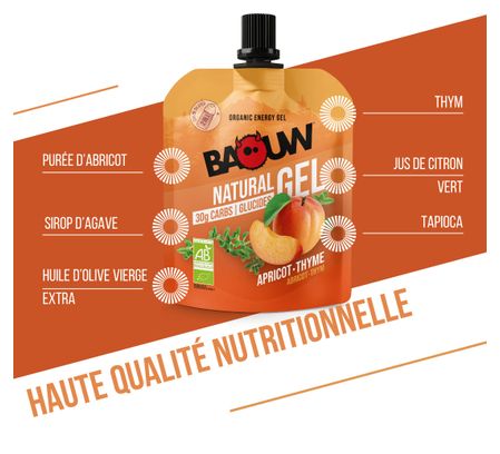 Gel energético natural de albaricoque y tomillo Baouw 85 gramos