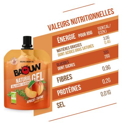 Gel energético natural de albaricoque y tomillo Baouw 85 gramos