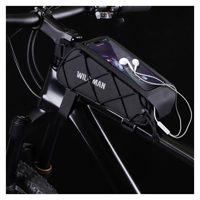 Waterproof bike frame phone bag 1L black WILD MAN