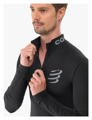 Camiseta interior Compressport 3D Thermo 1/2 Zip Negra