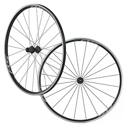 ROUES ROUTE 700 SHIMANO WH-RS100 NOIR 11V. COMPATIBLE 10V. DECO BLANC  (AVANT + ARRIERE)