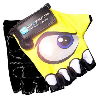 Gants Vélo Enfant | Jaune | Crazy Safety | Yeux Réfléchissants