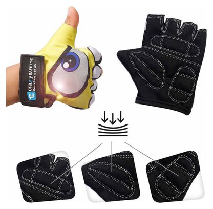 Gants Vélo Enfant | Jaune | Crazy Safety | Yeux Réfléchissants