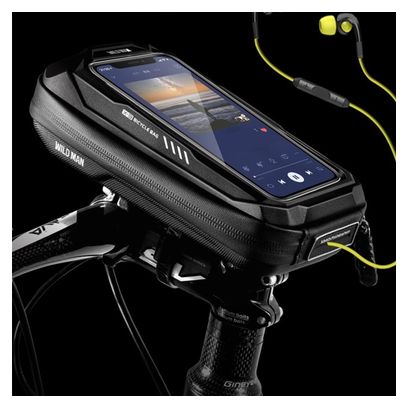 Bike handlebar bag with touch phone holder black WILD MAN