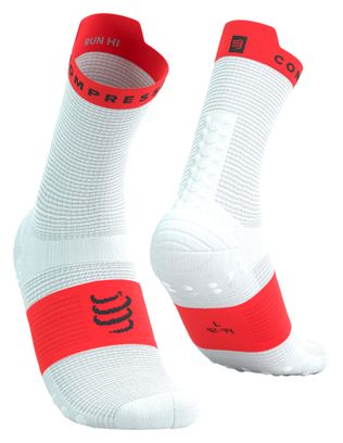 Compressport Pro Racing V4.0 Run High Socks Blanco/Rojo