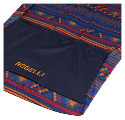 Maillot Manches Courtes Velo Rogelli Aztec - Homme - Bleu/Orange