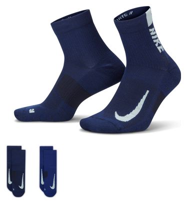 Chaussettes (x2) Unisexe Nike Multiplier Ankle (2 Paires) Bleu Blanc