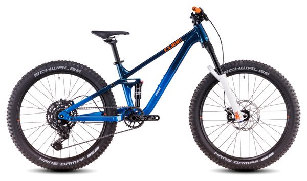 Cube Stereo 240 One Kinder-Full-Suspension-MTB, Shimano 9-Gang, 24 Zoll, Actionteam Blue, 7–10 Jahre