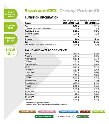 NamedSport Creamy Protein 80 mg 500 g Bebida de reacción