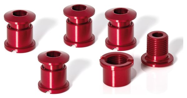 XLC CR-X01 Set di viti per corona (5 pezzi) 7 mm Rosso