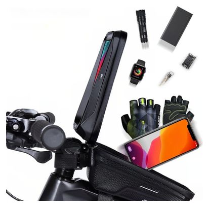 Touchscreen phone bike frame bag 1.2L black WILD MAN