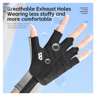 Gants antidérapants unisexes  respirants  demi-doigts - Noir