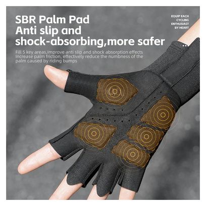 Gants antidérapants unisexes  respirants  demi-doigts - Noir