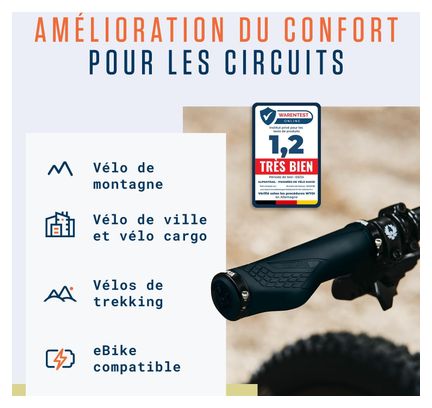 Alphatrail Poignées Ergonomiques – Fixation Lock-On  pour guidon Ø 22 mm