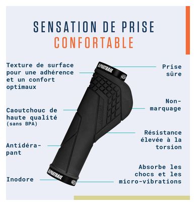 Alphatrail Poignées Ergonomiques – Fixation Lock-On  pour guidon Ø 22 mm