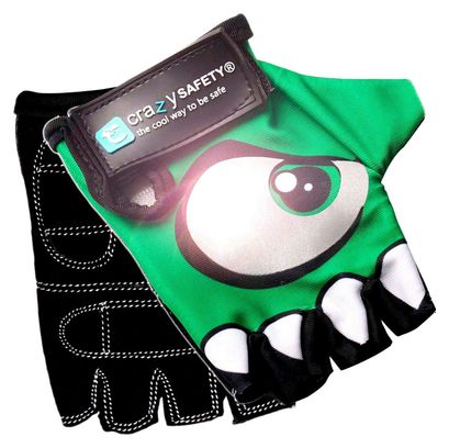 Gants Vélo Enfant | Vert | Crazy Safety | Yeux Réfléchissants