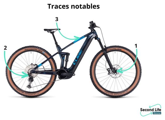 Prodotto ricondizionato - MTB elettrica a sospensione integrale Cube Stereo Hybrid 140 HPC SLX 750 Shimano Deore/XT 12V 750 Wh 29'' Liquid Blue 2023