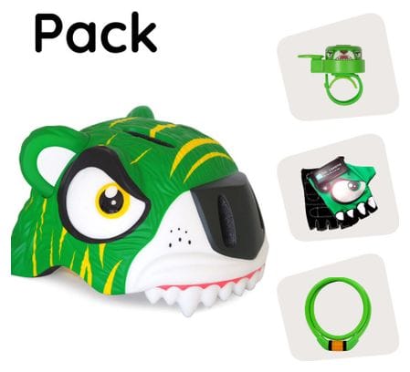 Crazy Safety Pack Casque | Tigre Vert - Casque  Cadenas  Sonnette et Gants