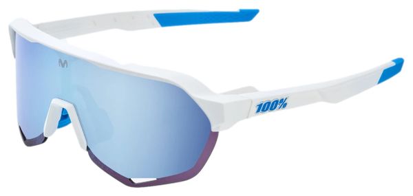 100% S2 Movistar Team Brille Weiß- Verspiegelte Gläser Hiper Blau Multilayer