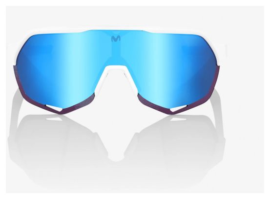100% S2 Movistar Team Brille Weiß- Verspiegelte Gläser Hiper Blau Multilayer