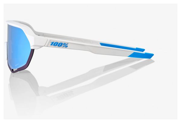 Lunettes 100% S2 Movistar Team Blanc- Verres Miroir Hiper Bleu Multilayer 