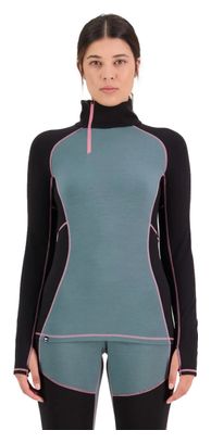 Mons Royale Olympus Women's Long Sleeve Half Zip Burnt Sage Black Jersey