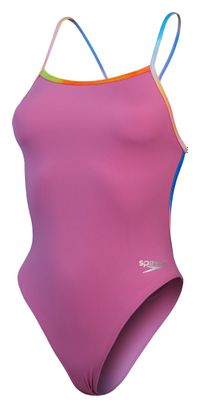 Speedo Solid VBack Badeanzug Pink / Blau