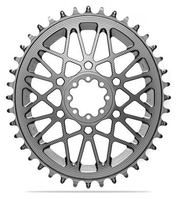 Plato estrecho-ancho de aluminio AbsoluteBlack Premium de montaje directo con desplazamiento de 6 mm para SRAM AXS/XPLR, color plateado