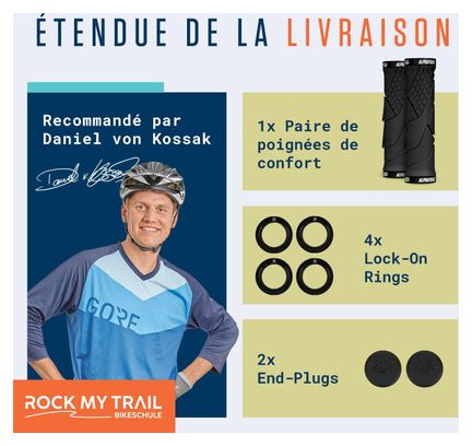 Alphatrail Poignées – Caoutchouc amortissant et antidérapant  pour guidon Ø 22 mm