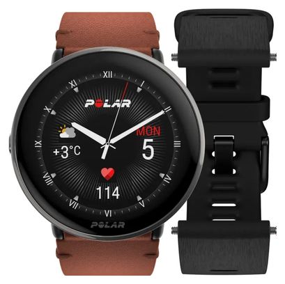 Polar Ignite 3 Titanium Brown Sun-Kissed Bronze GPS Watch (Leather Strap + Silicone Band)