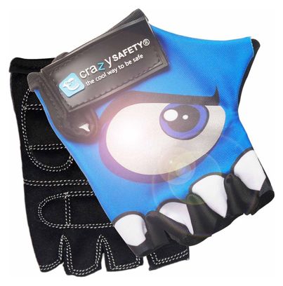 Gants Vélo Enfant | Bleu | Crazy Safety | Yeux Réfléchissants