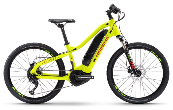 Wiederaufgearbeitetes Produkt - Haibike AllTrack Kids Kinder Elektro-Mountainbike Shimano Altus 9V 400 Wh 24'' Lime Yellow 2023 9 - 12 Jahre