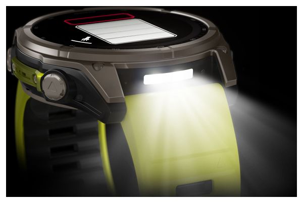 Montre GPS Garmin Fénix 8 Solar - 51 mm Sapphire Titane avec Bracelet en Silicone Jaune Graphite