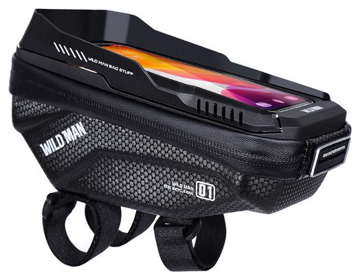 Bike handlebar bag with phone holder 1L black WILD MAN