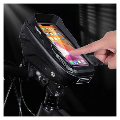 Bike handlebar bag with phone holder 1L black WILD MAN