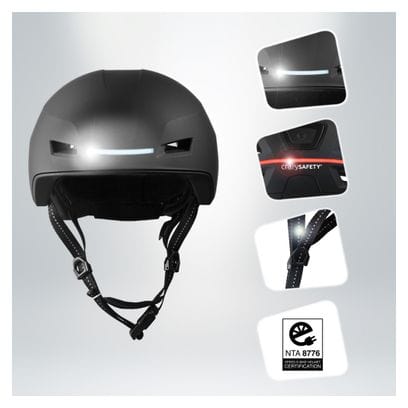 Casque E-Bike adulte | Certifié NTA 8776 | Noir avec LED