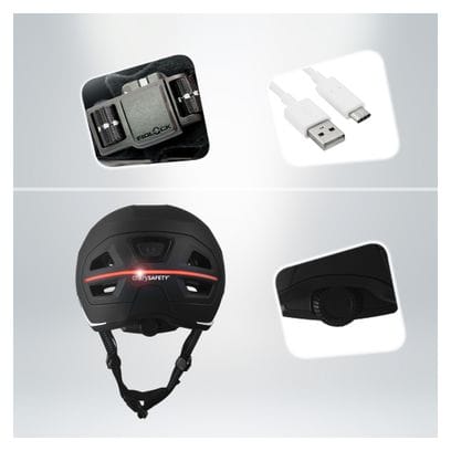 Casque E-Bike adulte | Certifié NTA 8776 | Noir avec LED