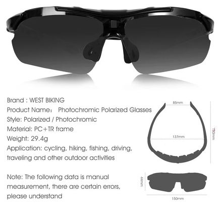 Lunettes de  vélo anti-UV avec verres teintés - noir