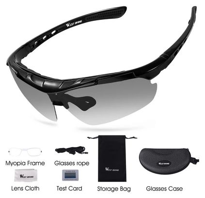 Lunettes de  vélo anti-UV avec verres teintés - noir