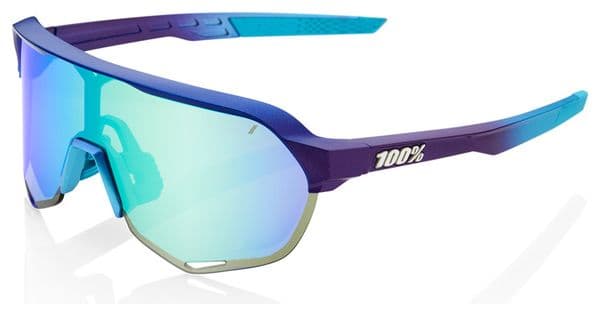 100% S2 Sunglasses Matte Metallic Into The Fade Blue Topaz / Blue + Clear Lens