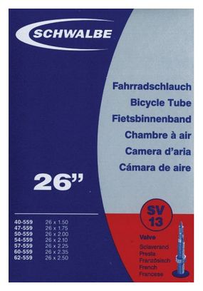 SCHWALBE Fahrradschlauch 26 '' Von 26x1.50 zu 26x2.40 Presta Valve