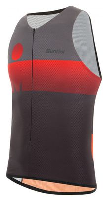 Santini X Ironman Audax Aero Mouwloze Jersey Zwart / Rood
