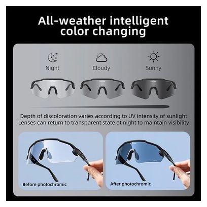 Lunettes de vélo photochromiques anti-buée UV400 - noir