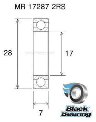 Black Bearing MR 17287 2RS 17 x 28 x 7 mm